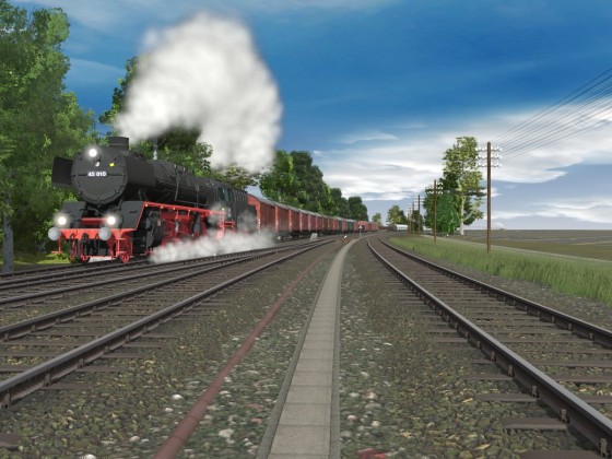 Ein ankommender Güterzug aus München passiert die Wieche Nr. 4 in Richtung Buchloe Spur 6