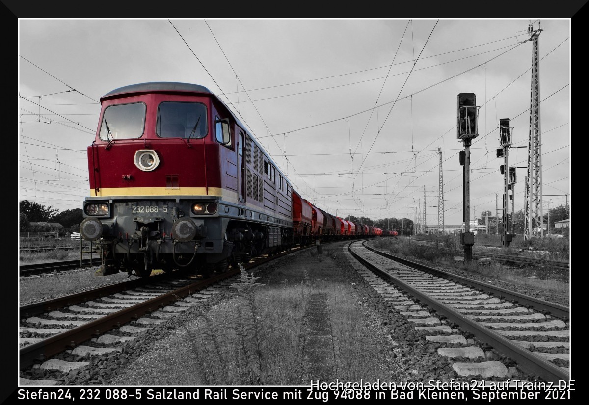 232 088-5 von Salzland Rail Service im Bf Bad Kleinen, September 2021