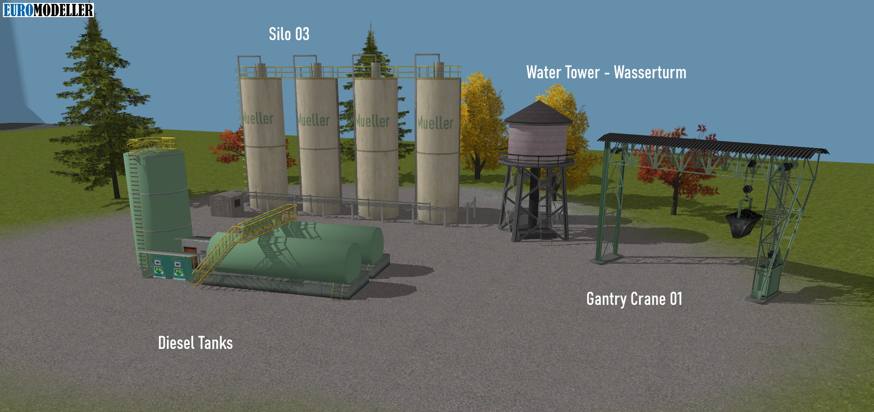 Silos, Diesel Tanks, Water Tower, Overhead Crane